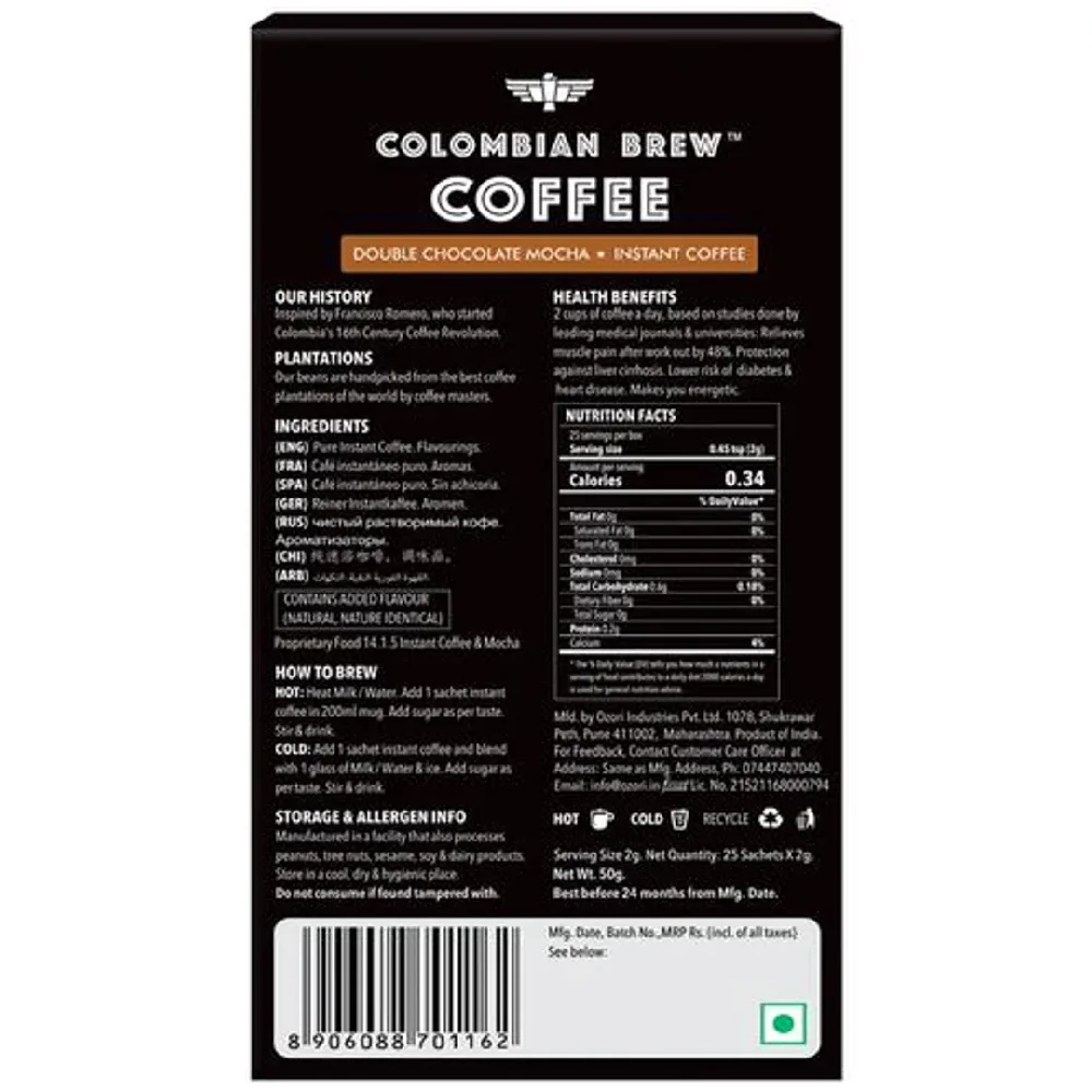 Colombian Brew Coffee Instant Coffee - Double Chocolate Mocha, 50 g-2.webp